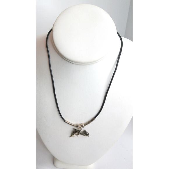 Vintage Double Dolphins on Cord Choker - Picture 3 of 6